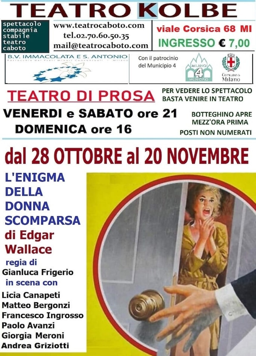 Al teatro Kolbe di Milano la commedia  “l’enigma della donna scomparsa”
