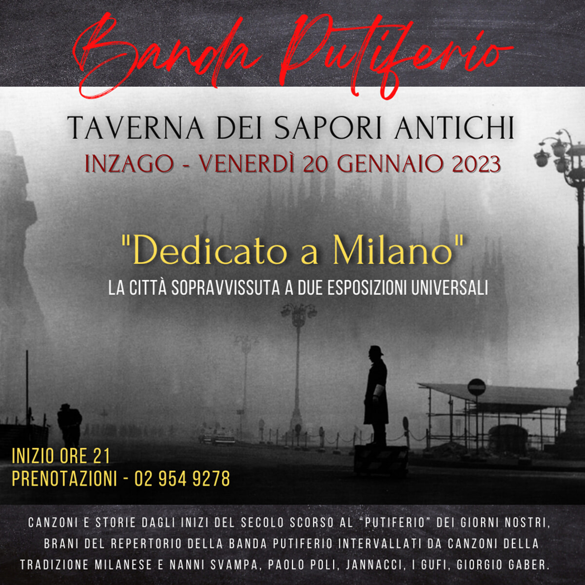 “Dedicato a Milano”, banda putiferio @trattoria dei sapori antichi